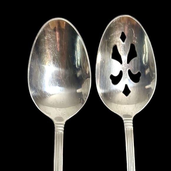 Pfaltzgraff STURBRIDGE 18/0 stainless SERVING SPOONS 6 3/4" Lot of 2 RETIRED - Picture 3 of 9